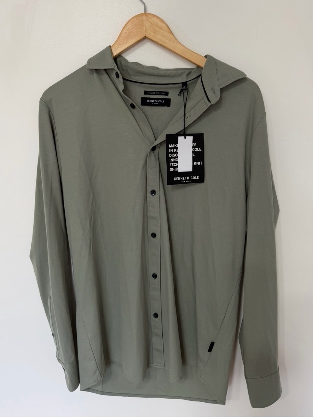 Kenneth Cole New York Men’s M Sage Green Long Sleeve Button Down Shirt NWT